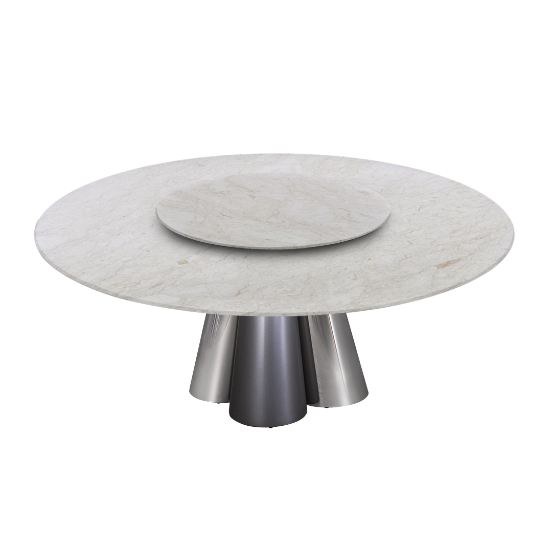 6ft Round Crema Marfil Natural Marble Dining Table