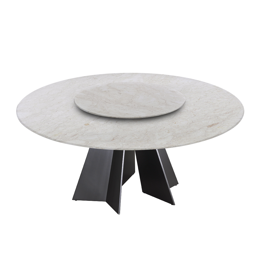 6ft Round Crema Marfil Natural Marble Dining Table