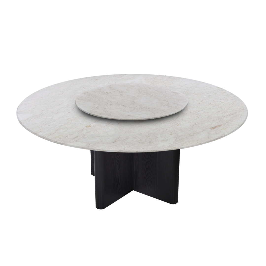 6ft Round Crema Marfil Natural Marble Dining Table
