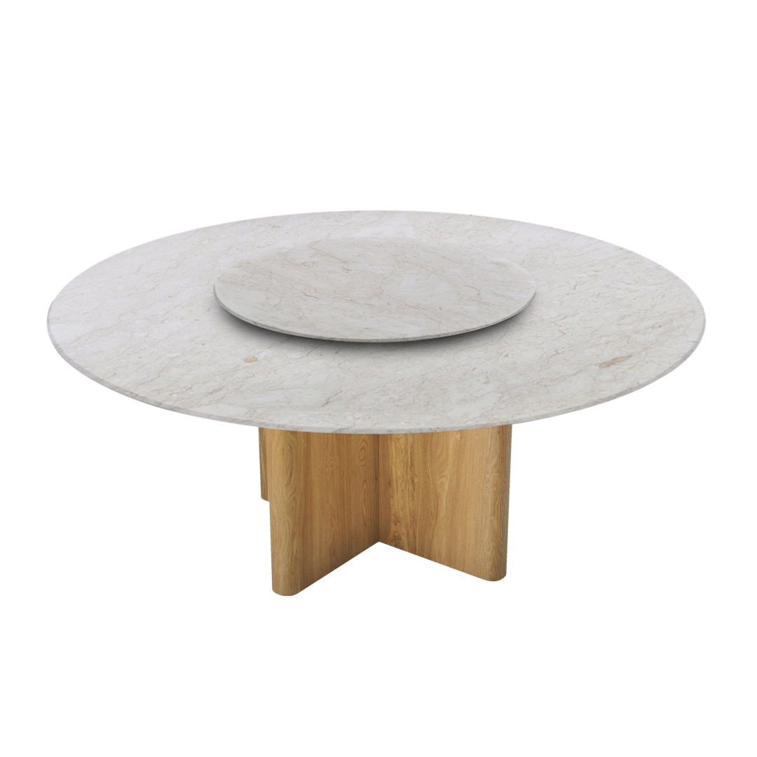6ft Round Crema Marfil Natural Marble Dining Table