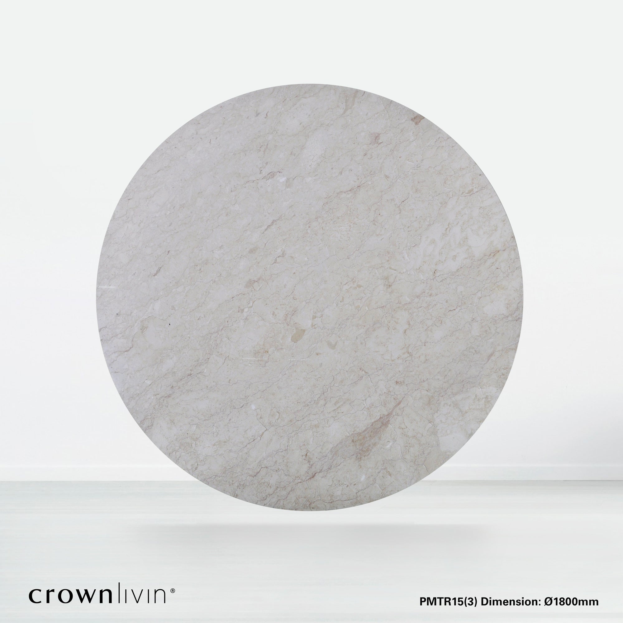 6ft Round Crema Marfil Natural Marble Dining Table