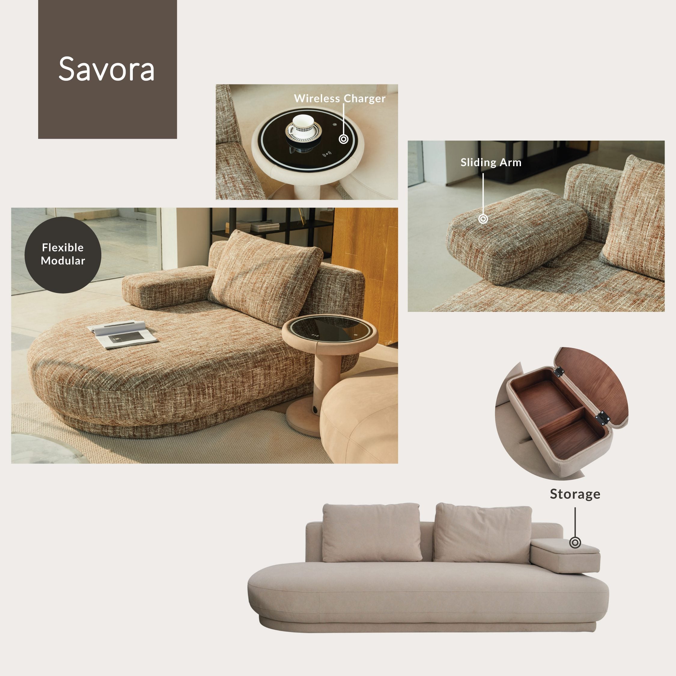SAVORA – Sculptural Sofa with Rounded Edges