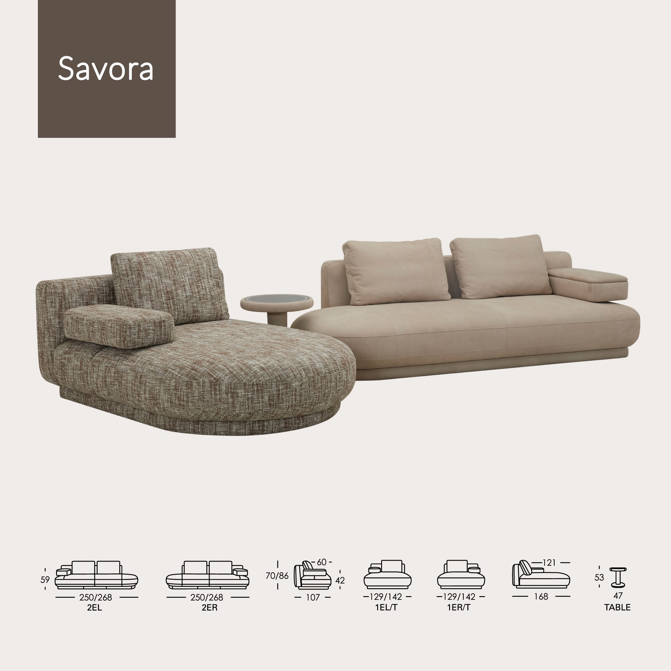 SAVORA – Sculptural Sofa with Rounded Edges