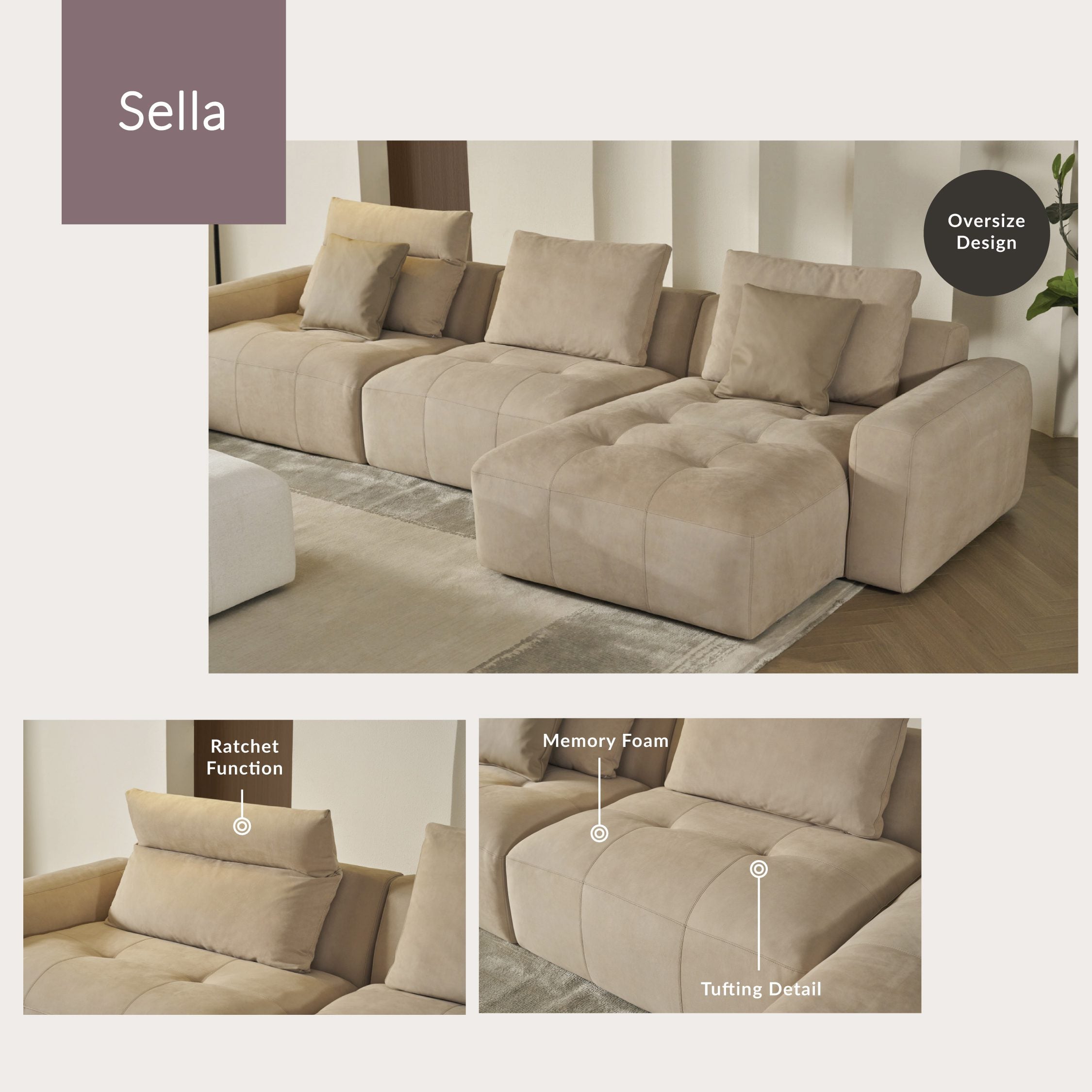 SELLA – Oversized Deep Seat Sofa