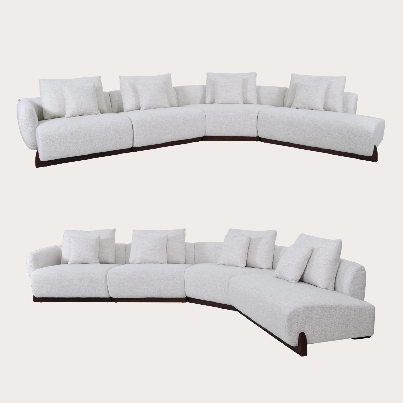 TERRA – Sculptural Sofa with Wooden Leg (3-Seater)