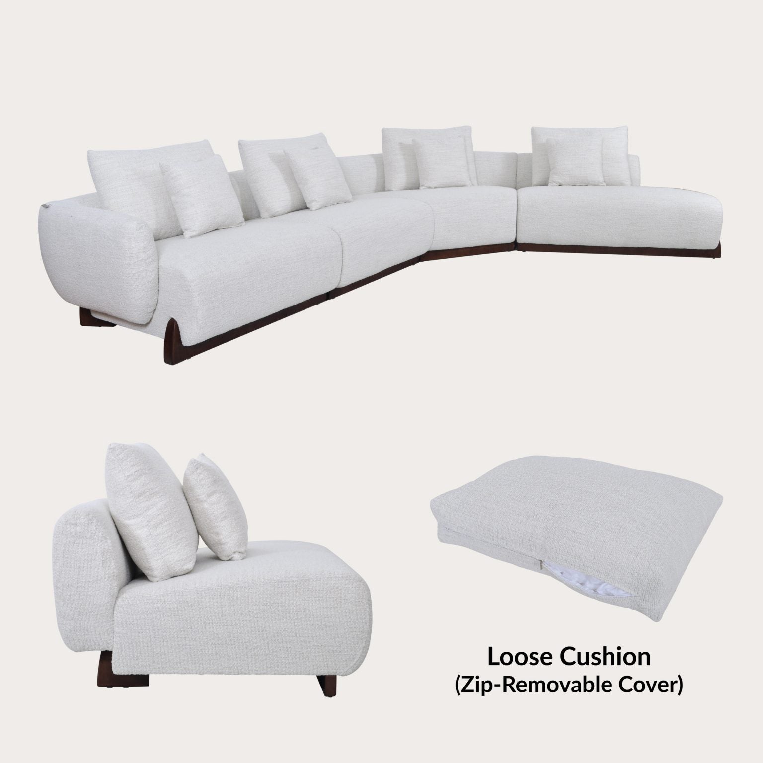 TERRA – Sculptural Sofa with Wooden Leg (3-Seater)