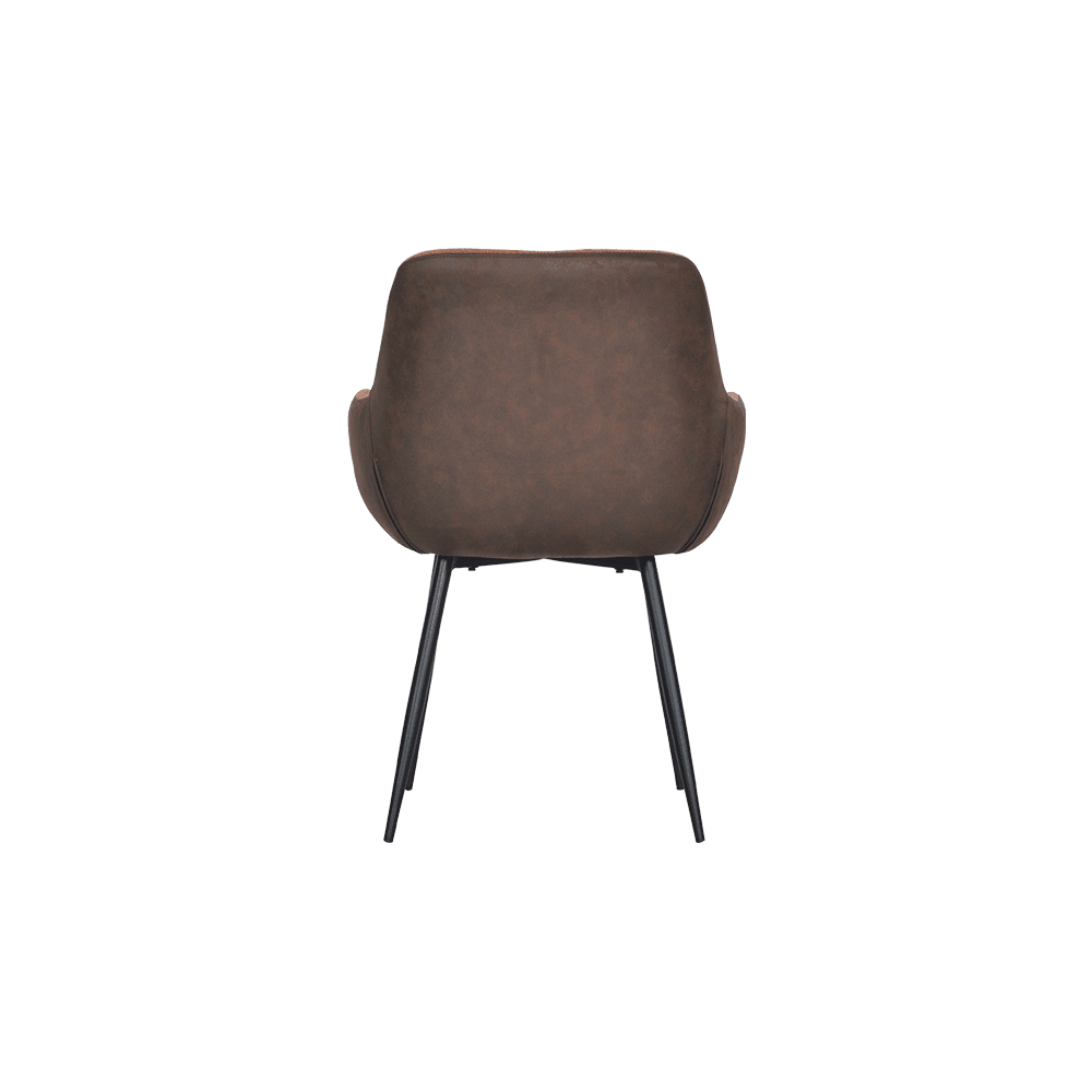 AXTON–  2-Tone Russet Color Single Stainless Steel Button Tufted Dining Chair with Armrest