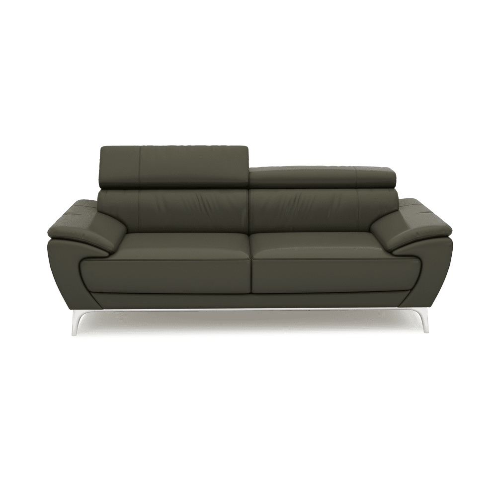 VICHY - Adjustable Headrest Fabric / Leather Sofa (3-seater)