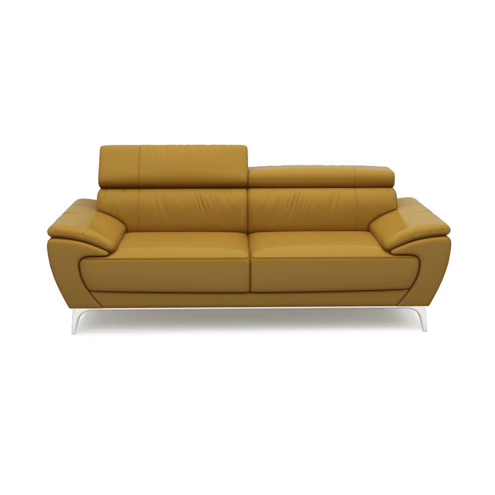VICHY - Adjustable Headrest Fabric / Leather Sofa (3-seater)