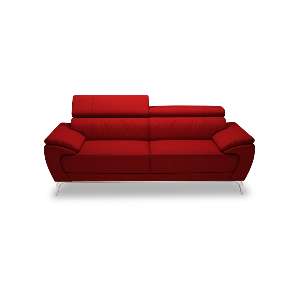 VICHY - Adjustable Headrest Fabric / Leather Sofa (3-seater)