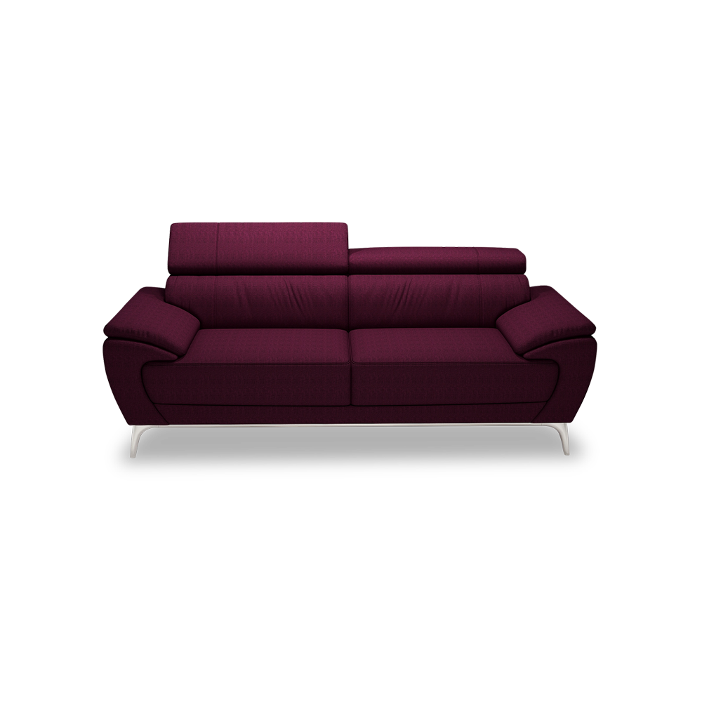 VICHY - Adjustable Headrest Fabric / Leather Sofa (3-seater)
