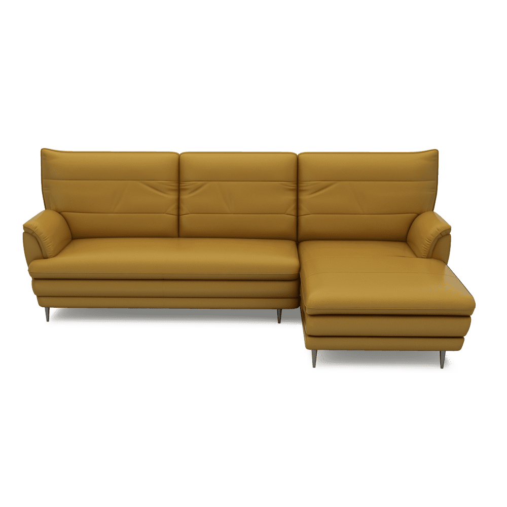 GENERAL - High Back Fabric / Leather Sofa (L-shaped Right)