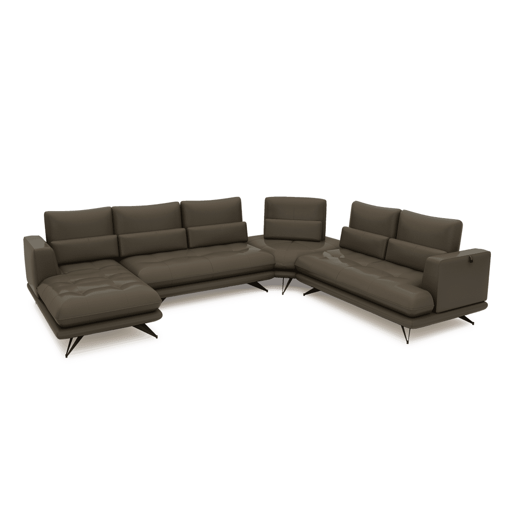 VILLA - Modular Push-Back Fabric / Leather Sofa (Corner)