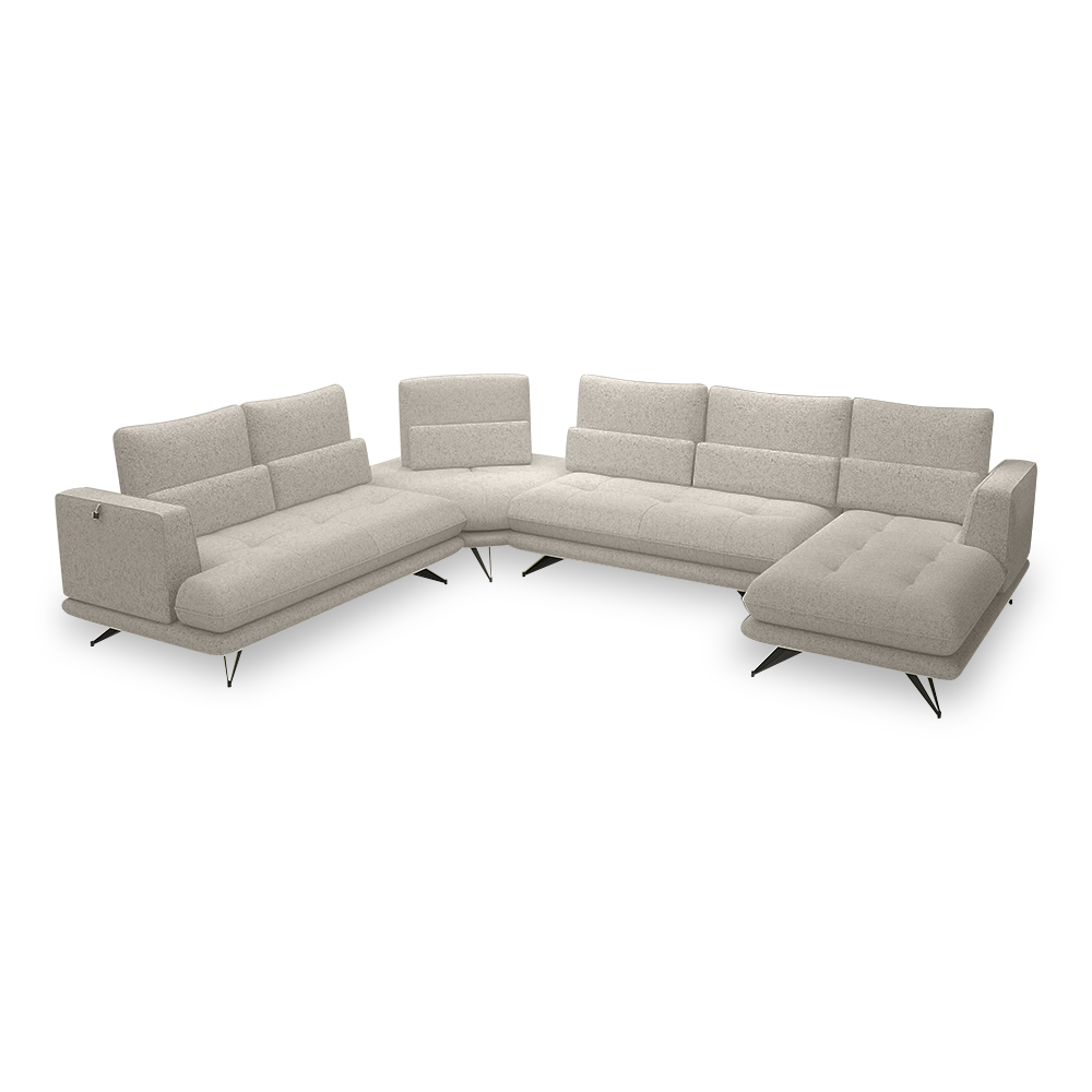 VILLA - Modular Push-Back Fabric / Leather Sofa (Corner)