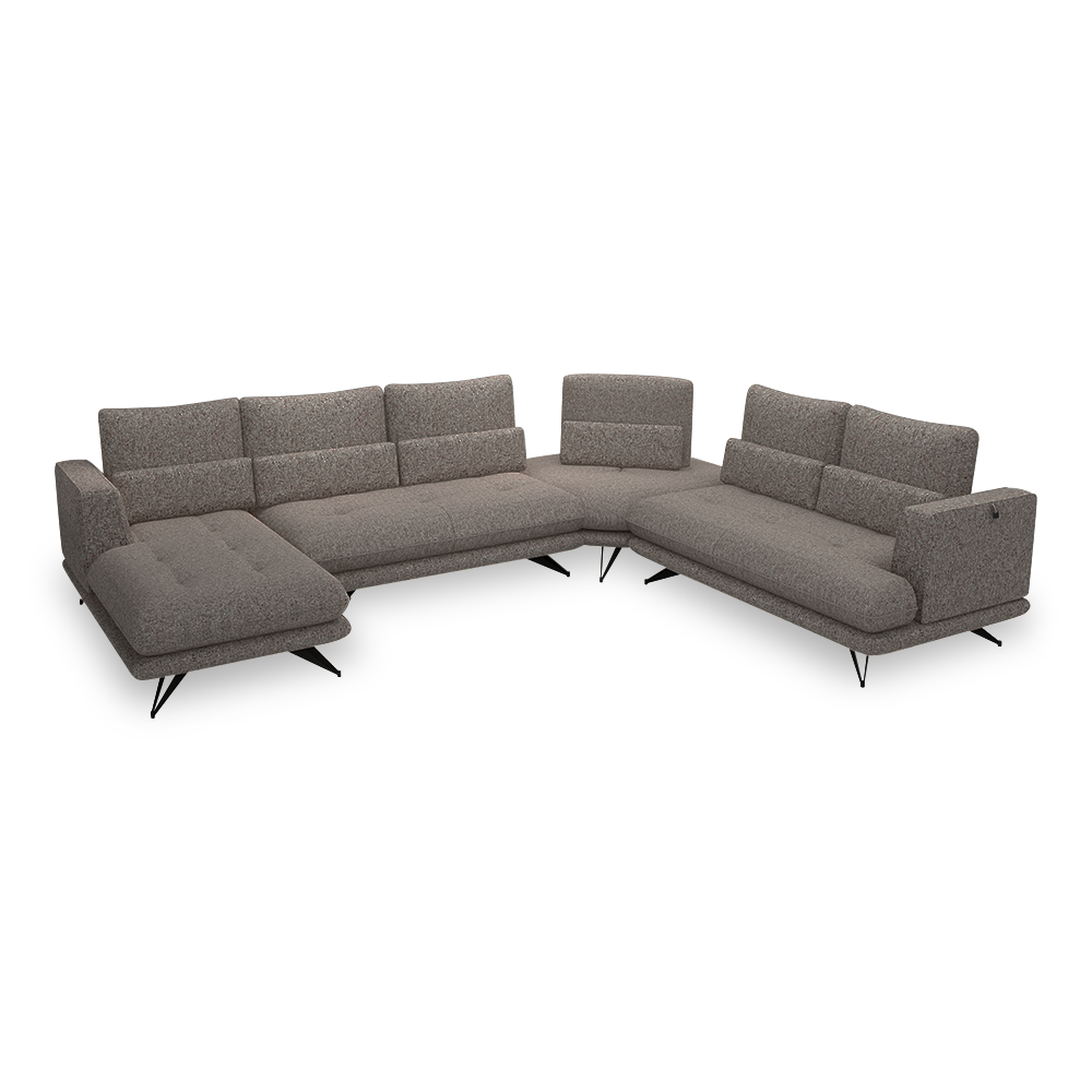 VILLA - Modular Push-Back Fabric / Leather Sofa (Corner)