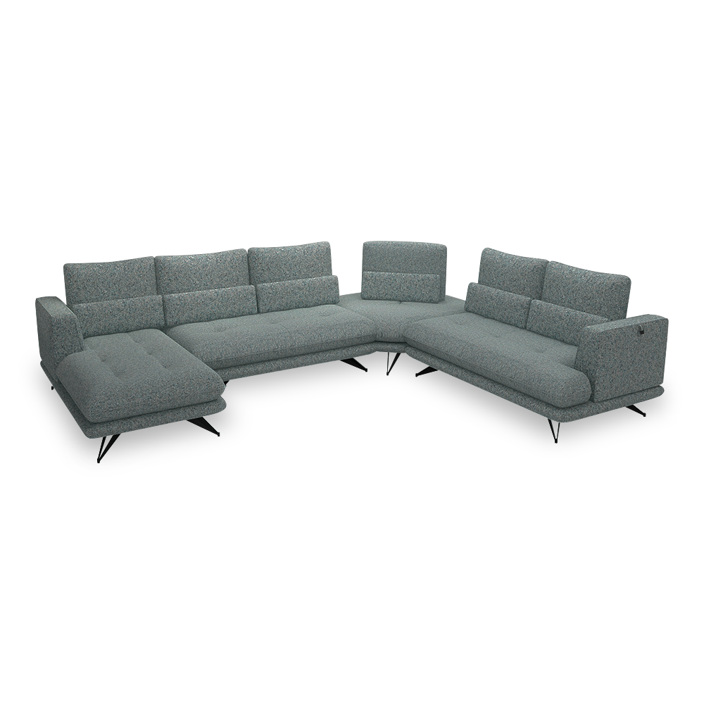 VILLA - Modular Push-Back Fabric / Leather Sofa (Corner)