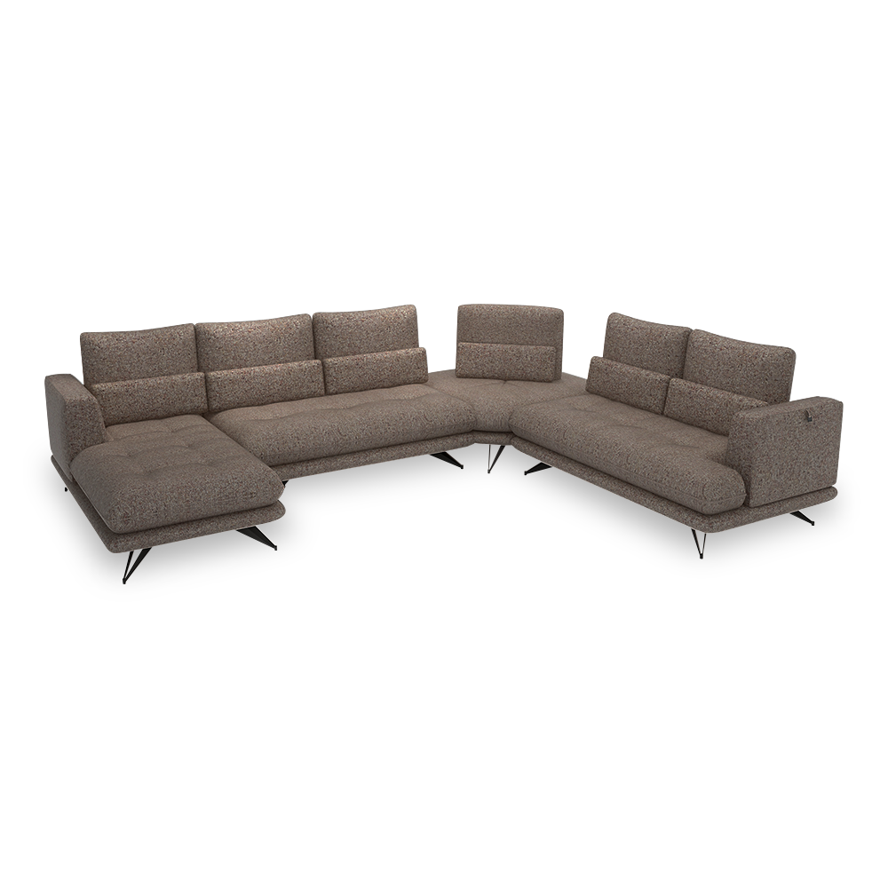 VILLA - Modular Push-Back Fabric / Leather Sofa (Corner)
