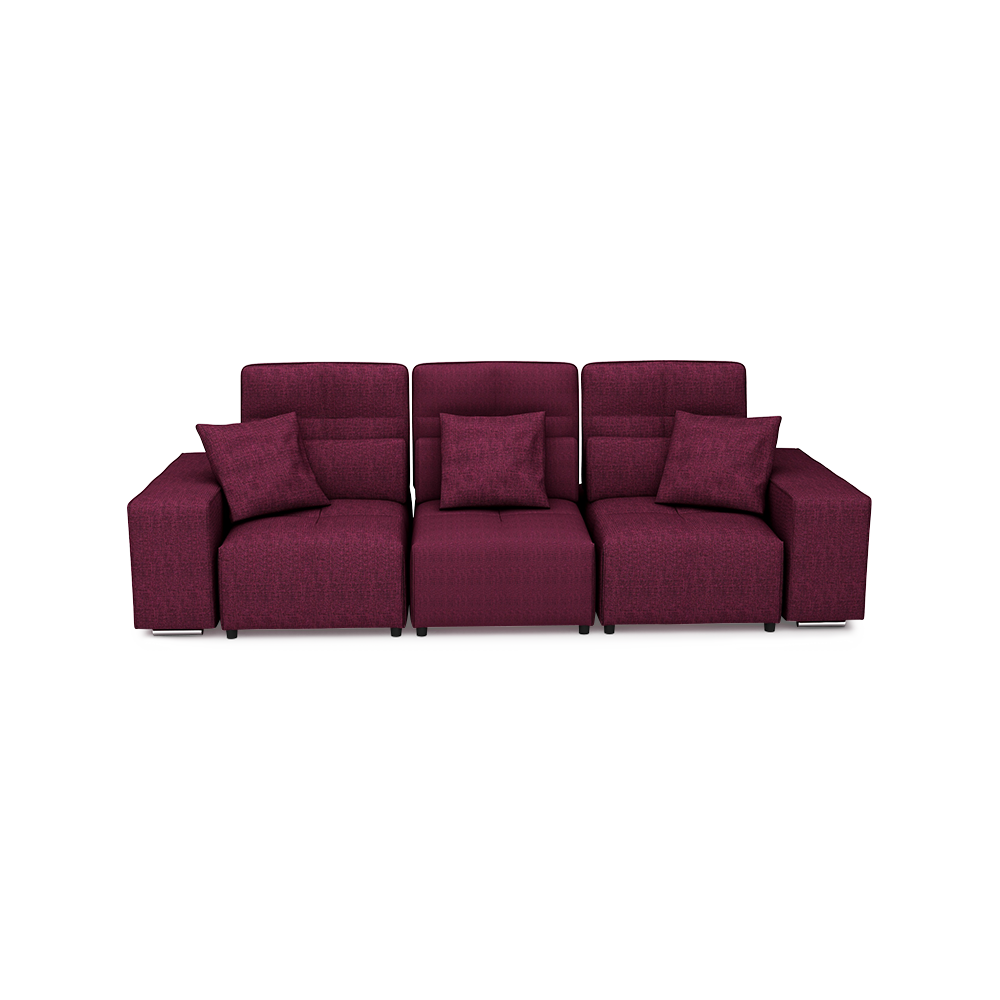 JERON – Modular Push Back Fabric Sofa with Storage Arm (3-seater)