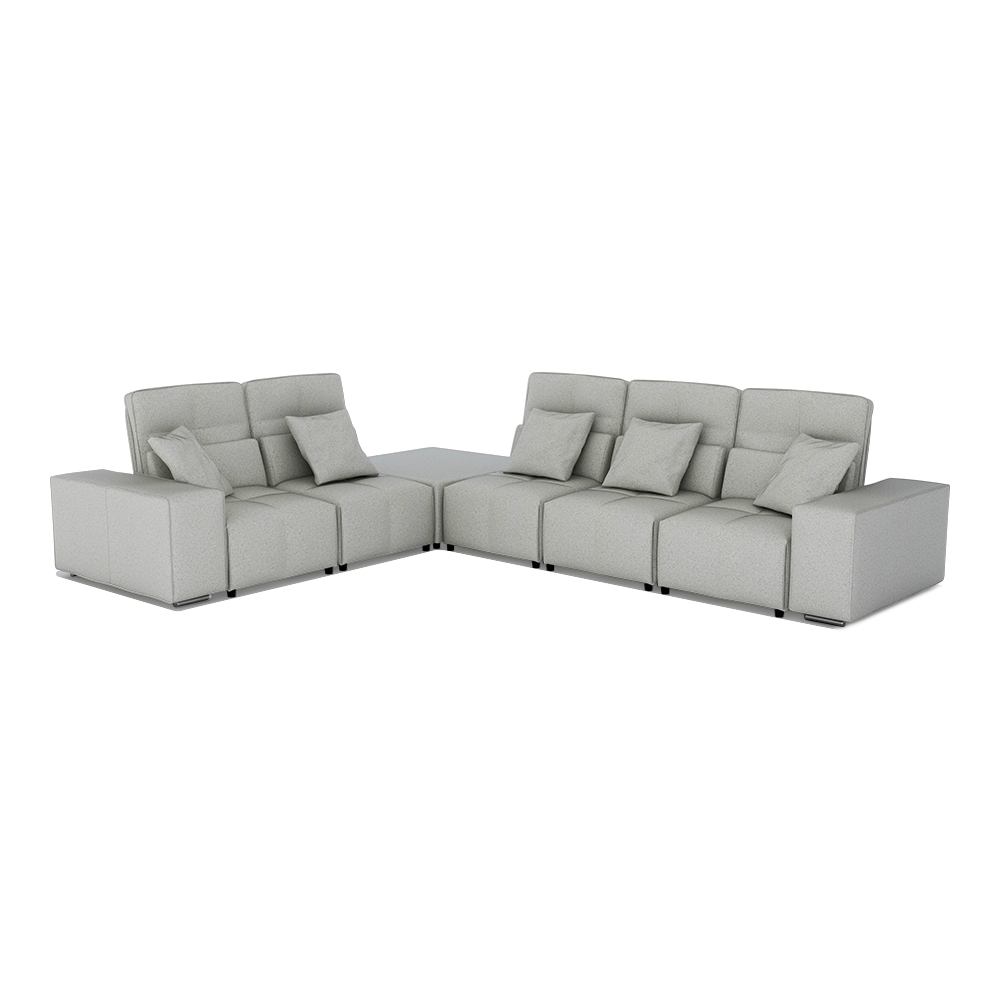 JERON – Modular Push Back Fabric Sofa with Storage Arm (Corner 5-seater)