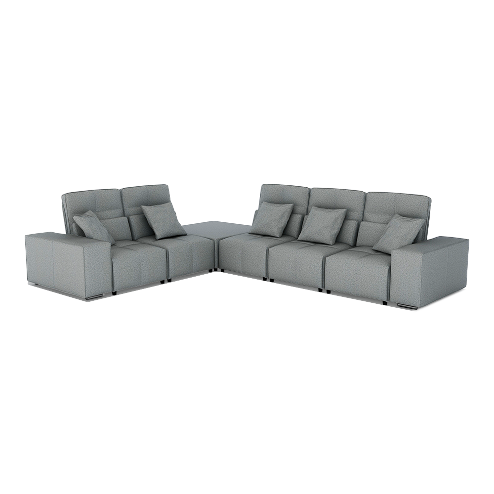 JERON – Modular Push Back Fabric Sofa with Storage Arm (Corner 5-seater)