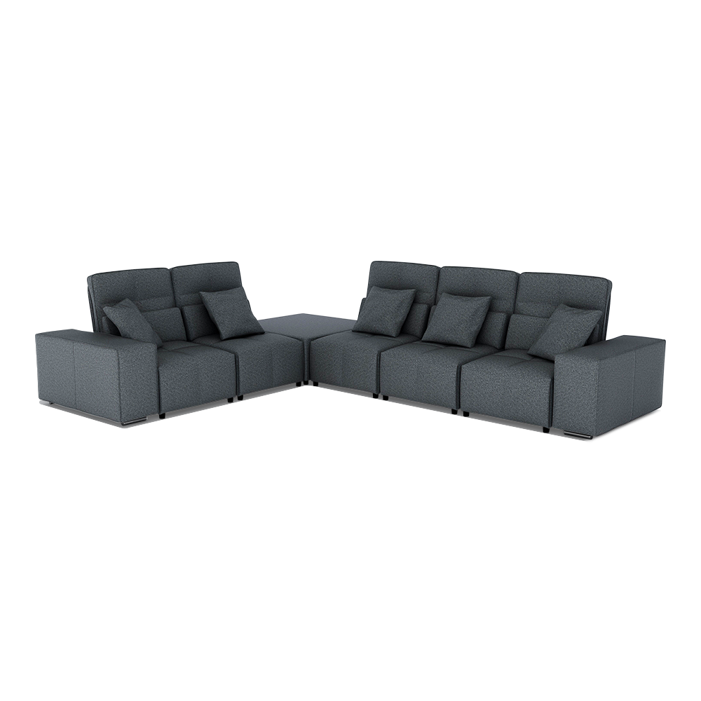 JERON – Modular Push Back Fabric Sofa with Storage Arm (Corner 5-seater)