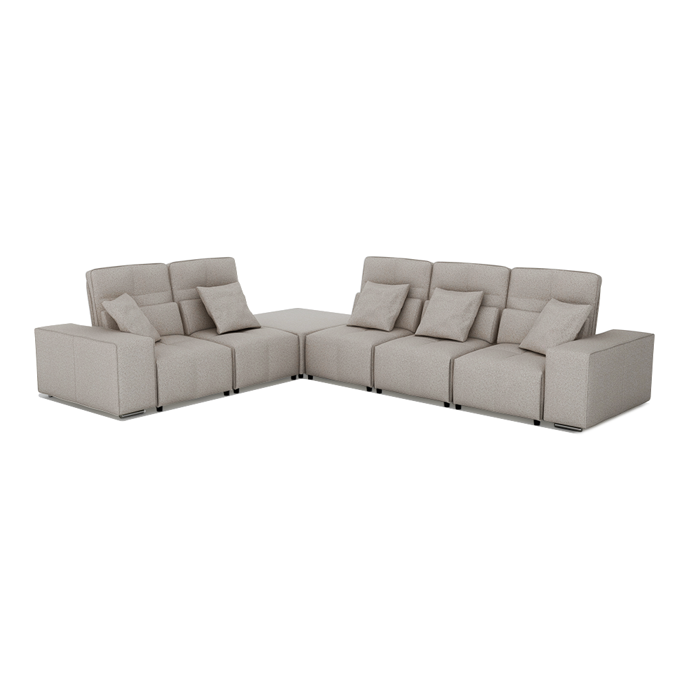 JERON – Modular Push Back Fabric Sofa with Storage Arm (Corner 5-seater)