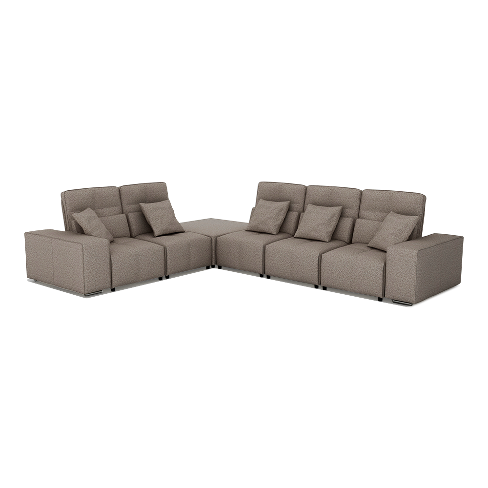 JERON – Modular Push Back Fabric Sofa with Storage Arm (Corner 5-seater)