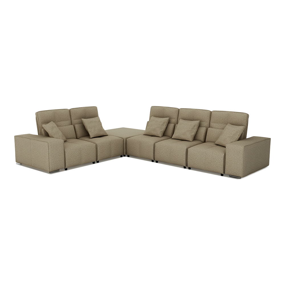 JERON – Modular Push Back Fabric Sofa with Storage Arm (Corner 5-seater)