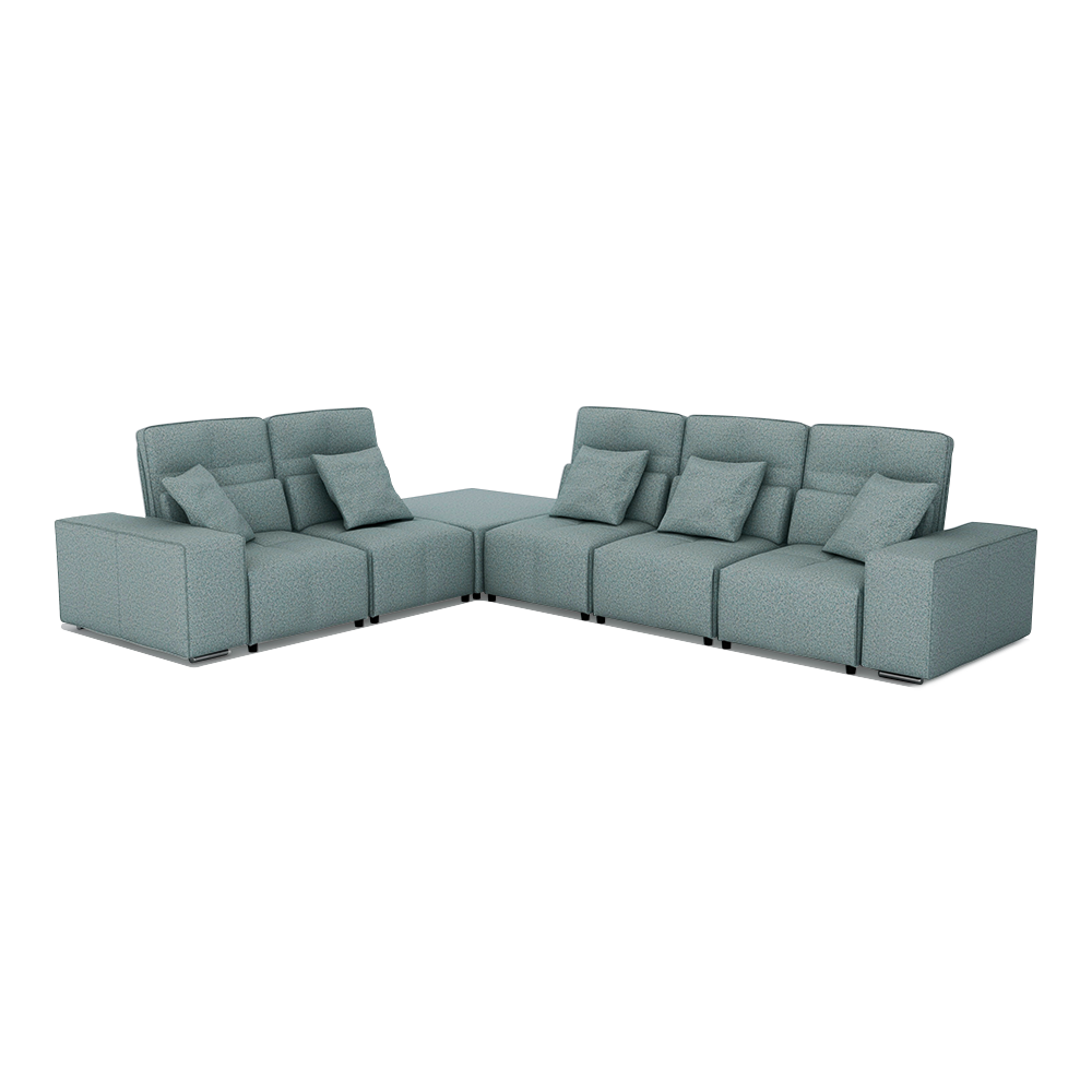 JERON – Modular Push Back Fabric Sofa with Storage Arm (Corner 5-seater)