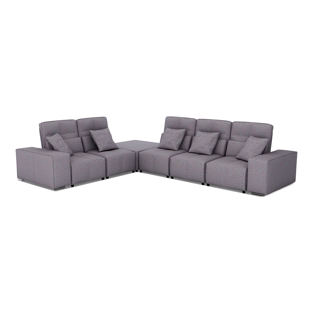 JERON – Modular Push Back Fabric Sofa with Storage Arm (Corner 5-seater)