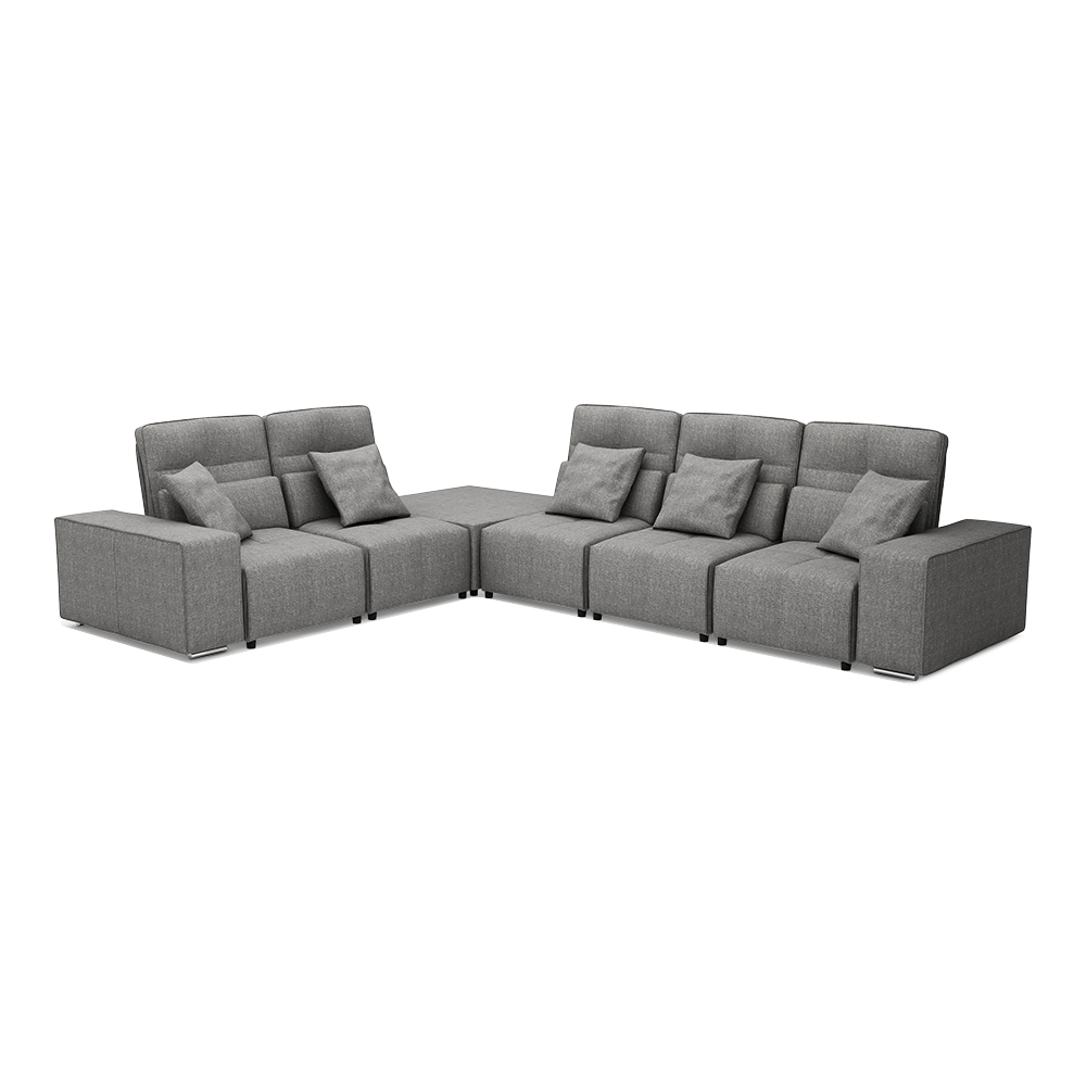 JERON – Modular Push Back Fabric Sofa with Storage Arm (Corner 5-seater)