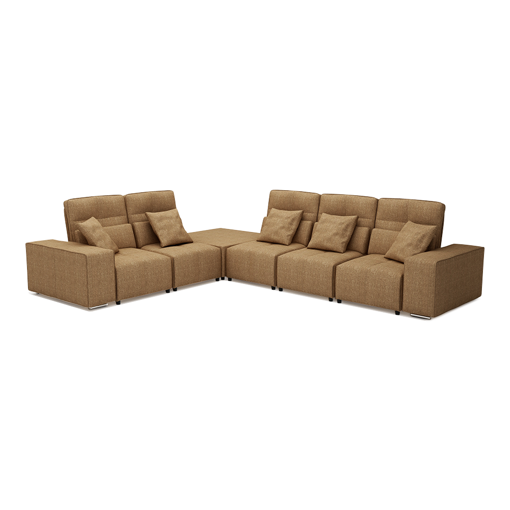 JERON – Modular Push Back Fabric Sofa with Storage Arm (Corner 5-seater)