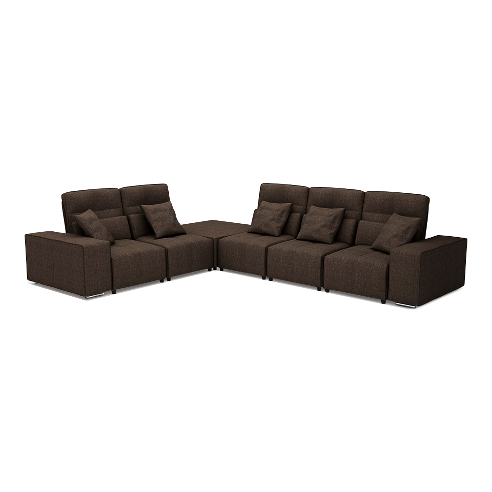 JERON – Modular Push Back Fabric Sofa with Storage Arm (Corner 5-seater)