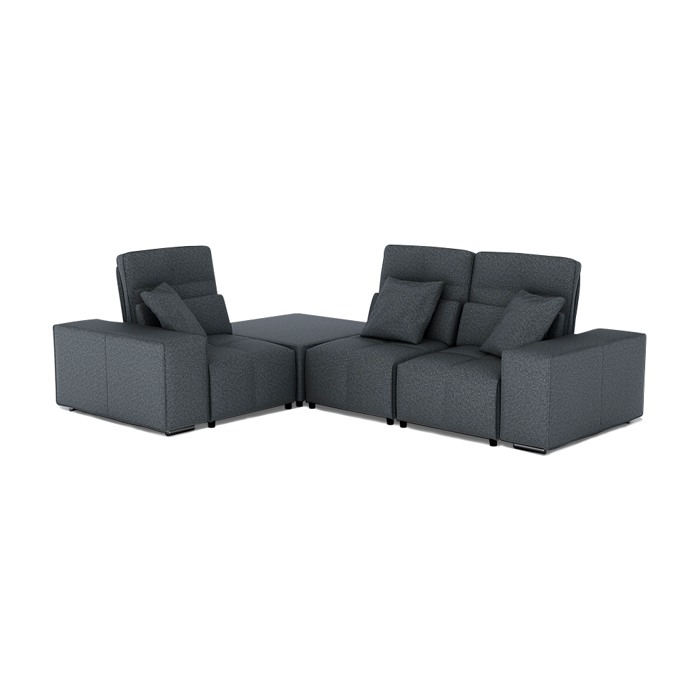 JERON – Modular Push Back Fabric Sofa with Storage Arm (Corner 3-seater)