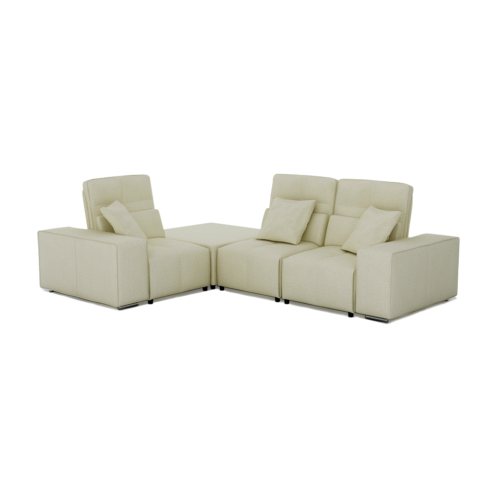 JERON – Modular Push Back Fabric Sofa with Storage Arm (Corner 3-seater)