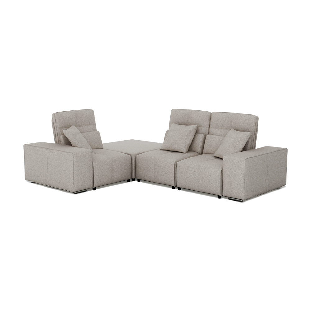 JERON – Modular Push Back Fabric Sofa with Storage Arm (Corner 3-seater)