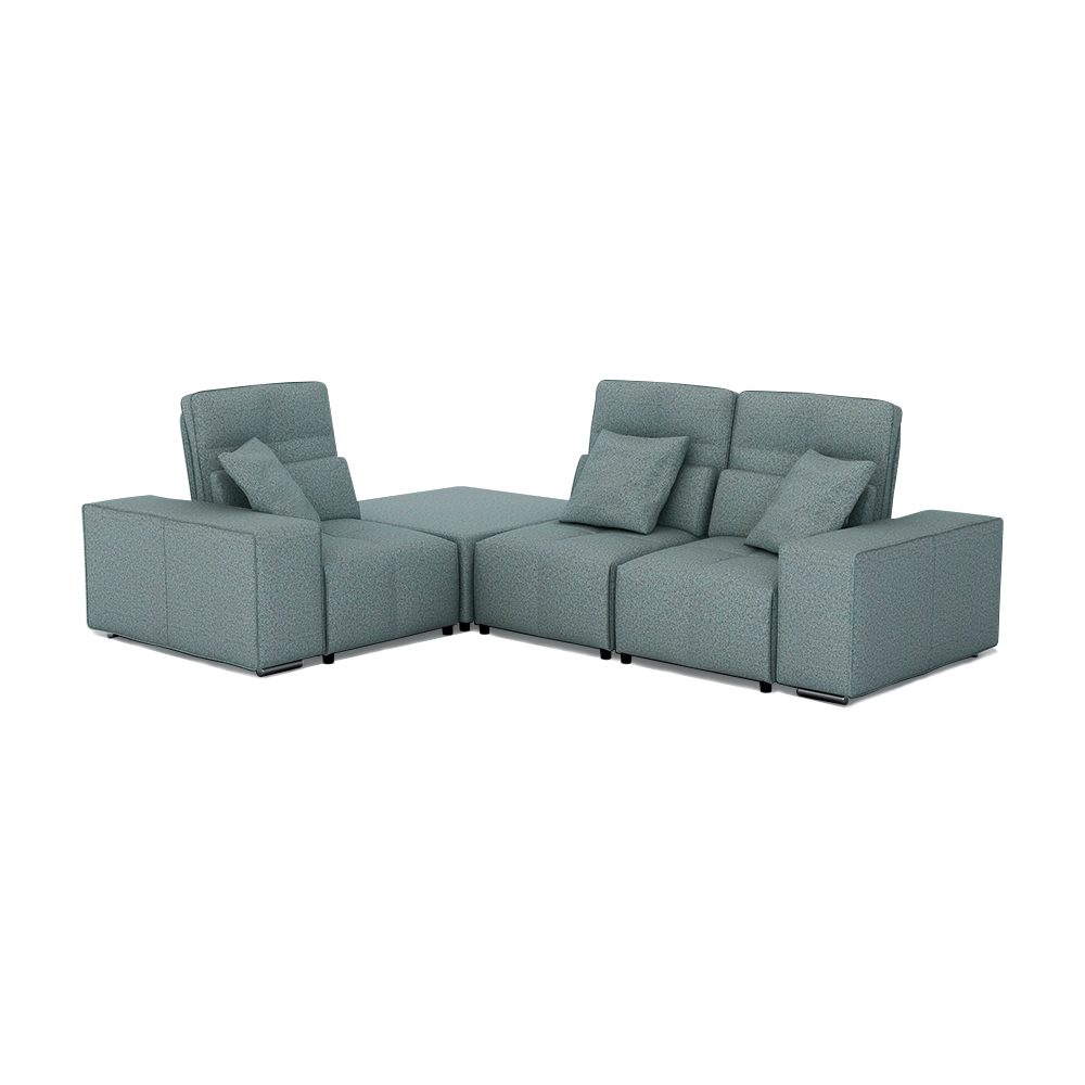 JERON – Modular Push Back Fabric Sofa with Storage Arm (Corner 3-seater)