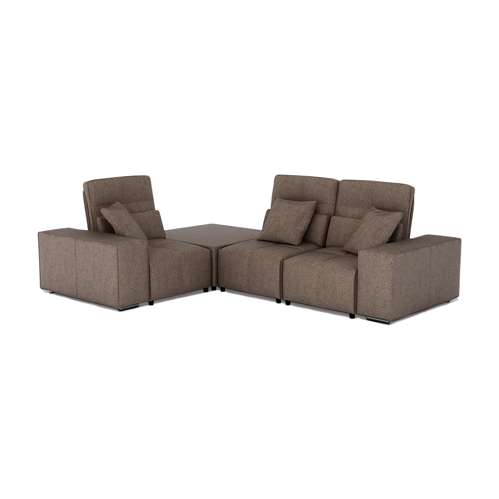 JERON – Modular Push Back Fabric Sofa with Storage Arm (Corner 3-seater)