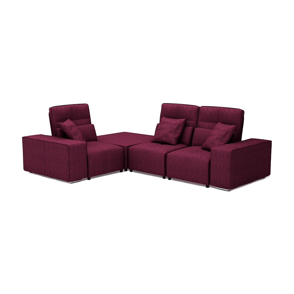 JERON – Modular Push Back Fabric Sofa with Storage Arm (Corner 3-seater)