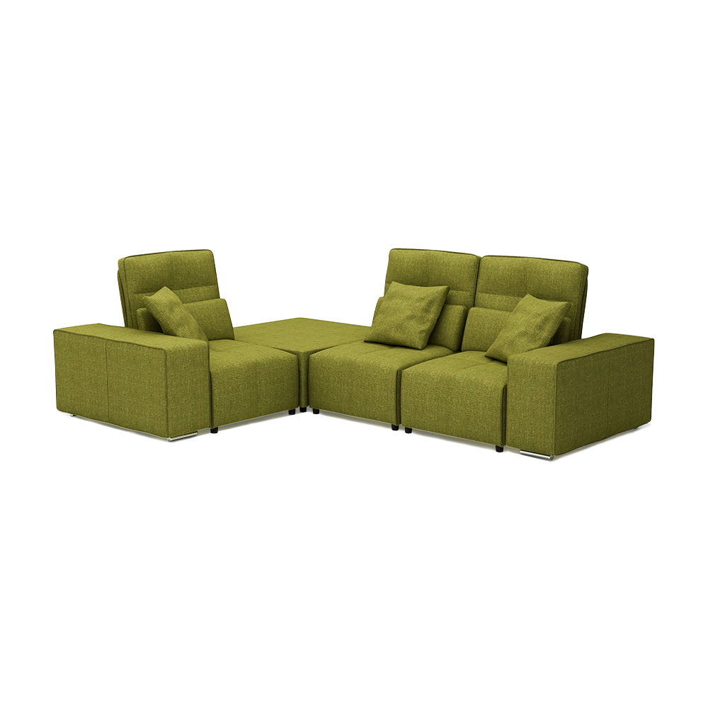 JERON – Modular Push Back Fabric Sofa with Storage Arm (Corner 3-seater)