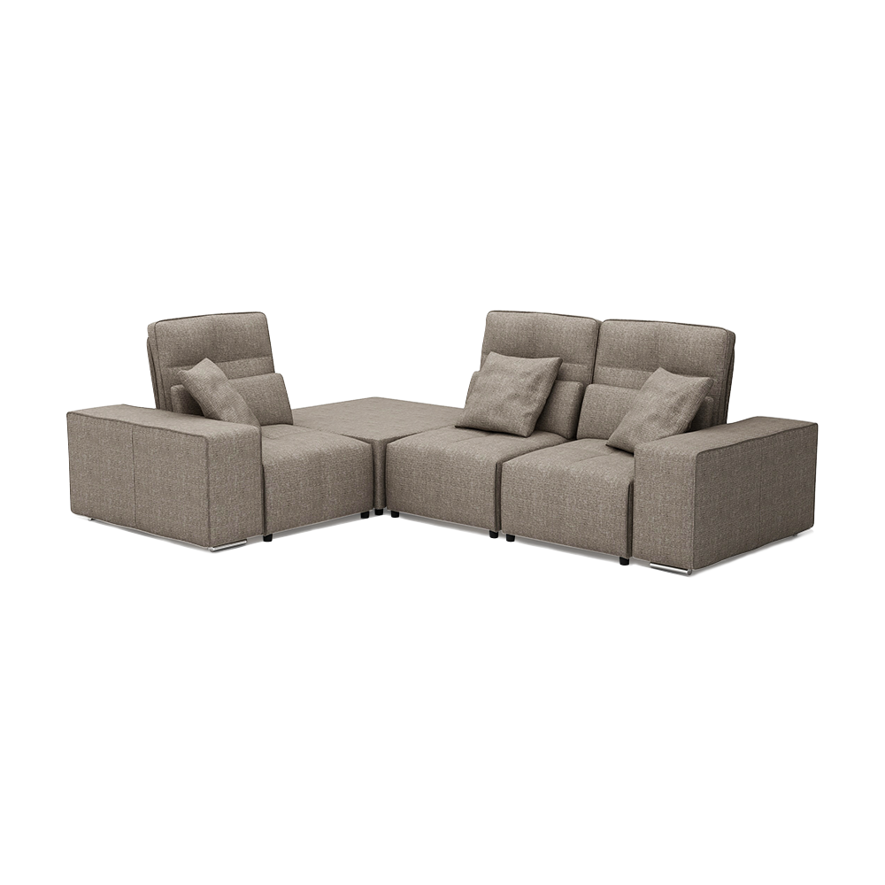 JERON – Modular Push Back Fabric Sofa with Storage Arm (Corner 3-seater)