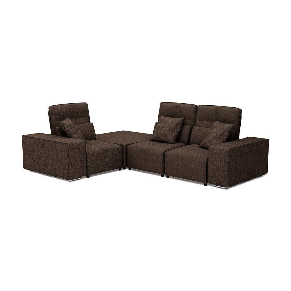 JERON – Modular Push Back Fabric Sofa with Storage Arm (Corner 3-seater)
