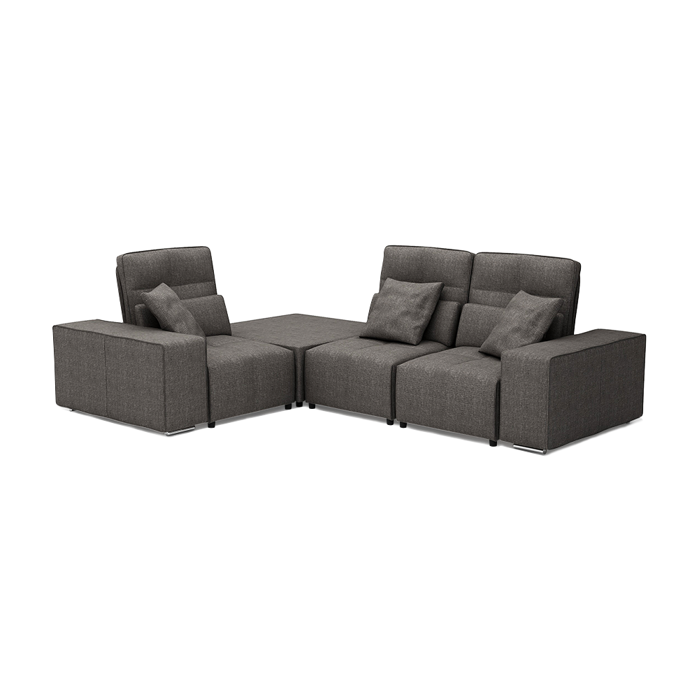 JERON – Modular Push Back Fabric Sofa with Storage Arm (Corner 3-seater)