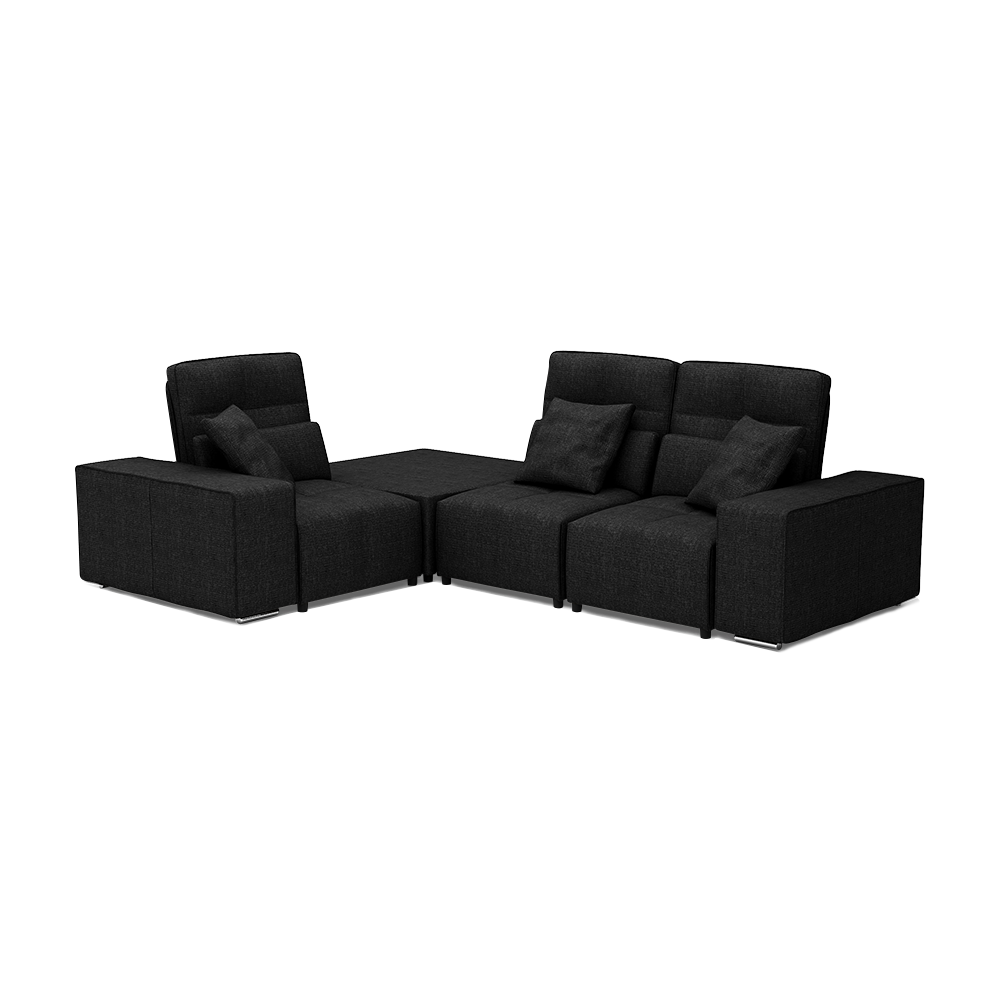 JERON – Modular Push Back Fabric Sofa with Storage Arm (Corner 3-seater)