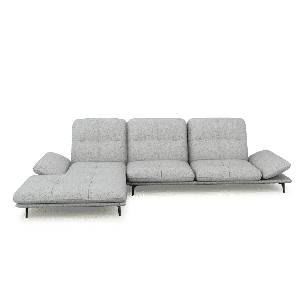 VERZE – Fabric / Leather L-Shaped Sofa with Adjustable Backrest & Armrest