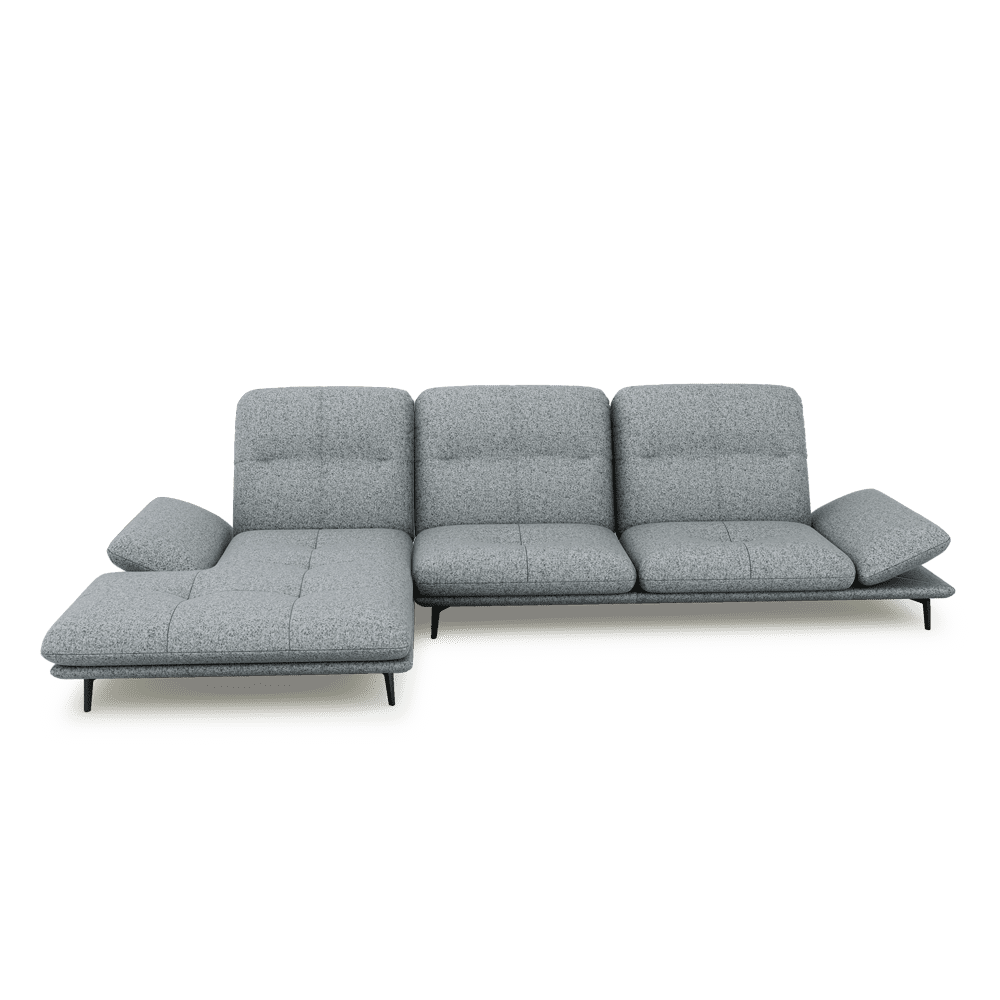 VERZE – Fabric / Leather L-Shaped Sofa with Adjustable Backrest & Armrest