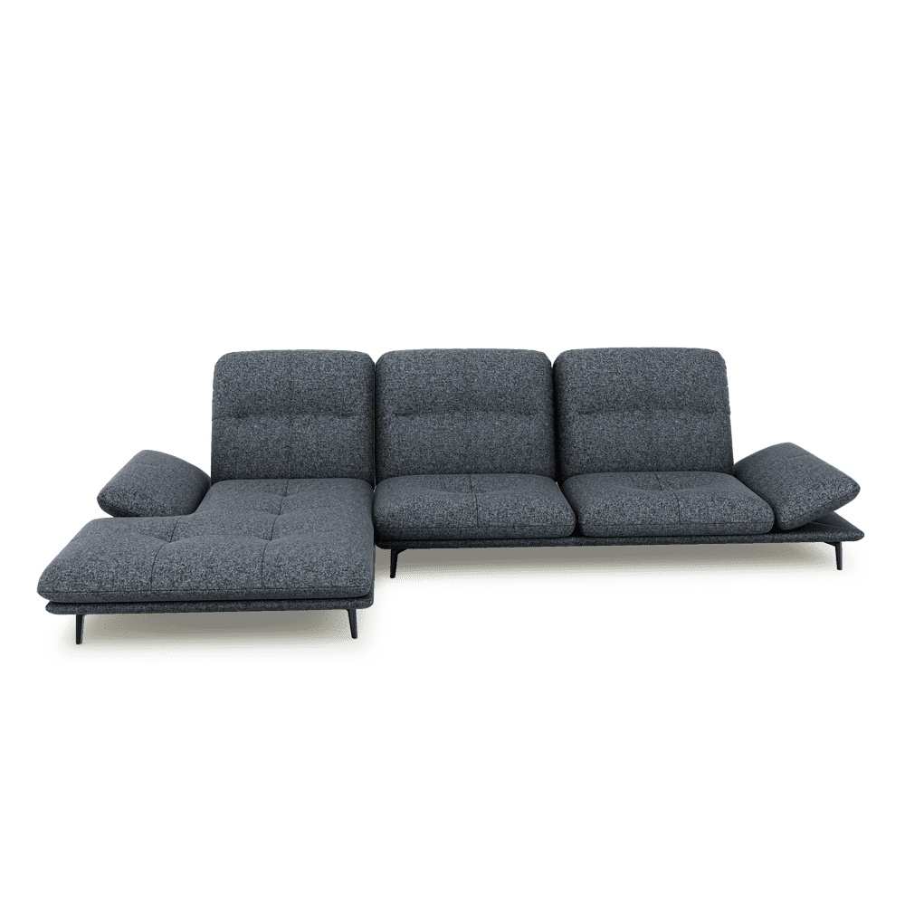 VERZE – Fabric / Leather L-Shaped Sofa with Adjustable Backrest & Armrest