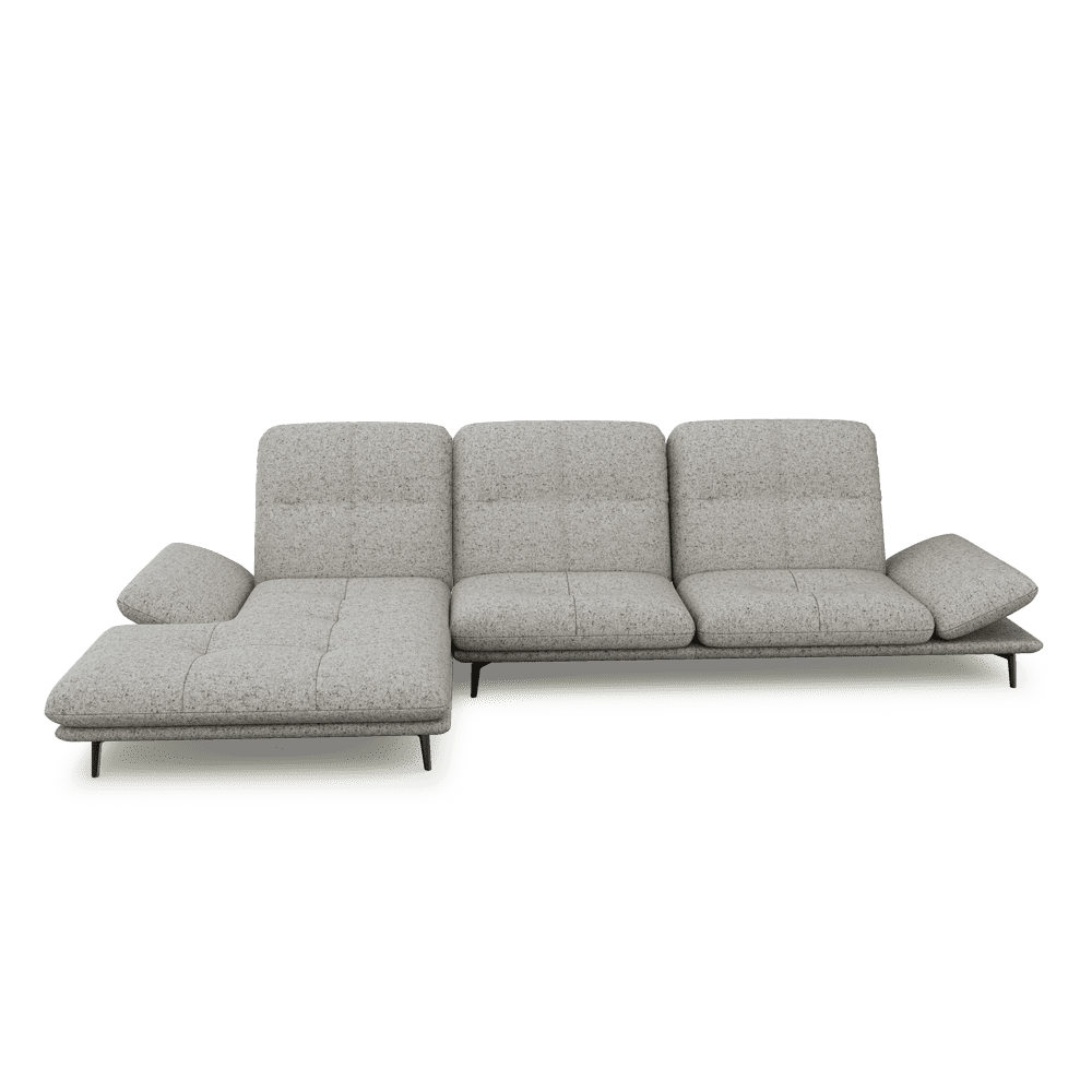 VERZE – Fabric / Leather L-Shaped Sofa with Adjustable Backrest & Armrest