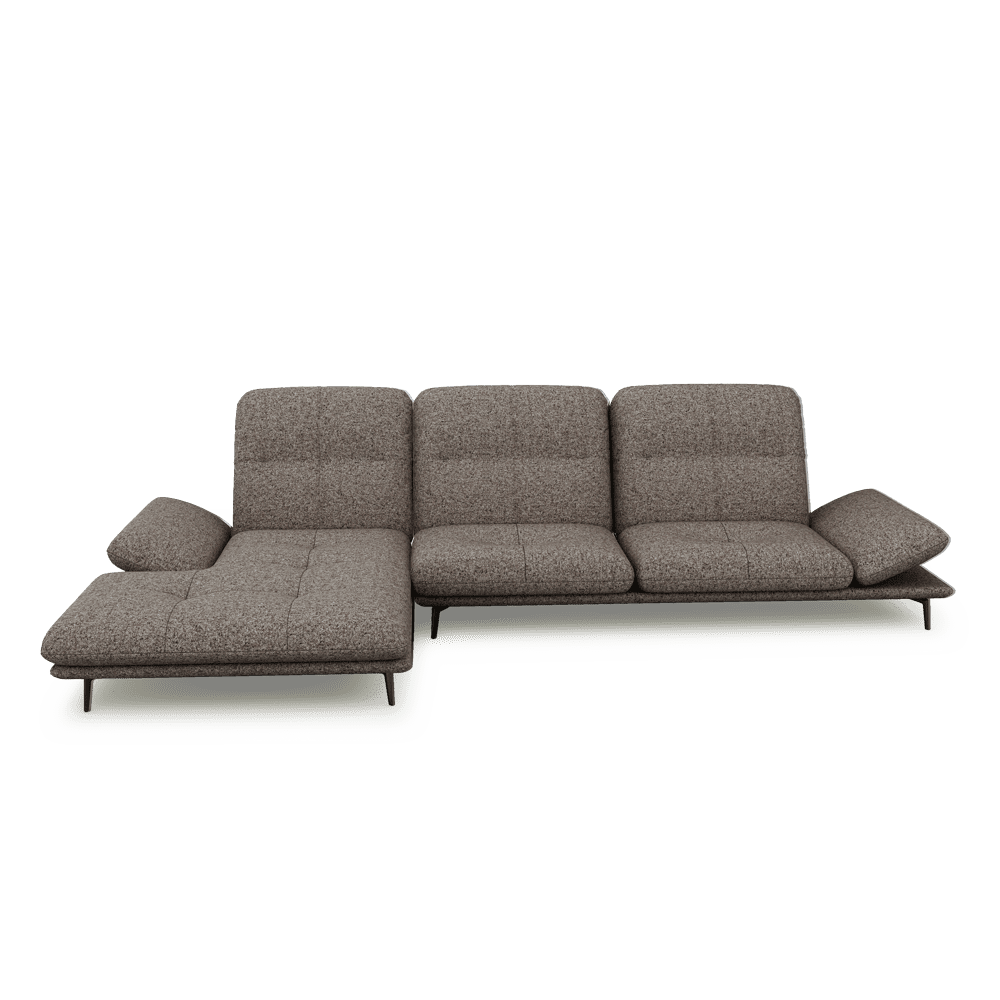 VERZE – Fabric / Leather L-Shaped Sofa with Adjustable Backrest & Armrest