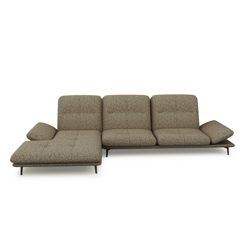 VERZE – Fabric / Leather L-Shaped Sofa with Adjustable Backrest & Armrest